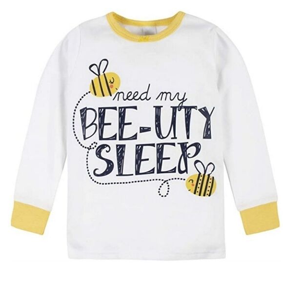 4-piece Girls' Pajama Set Bee Themed Yellow Black NEW - Picture 2 of 10